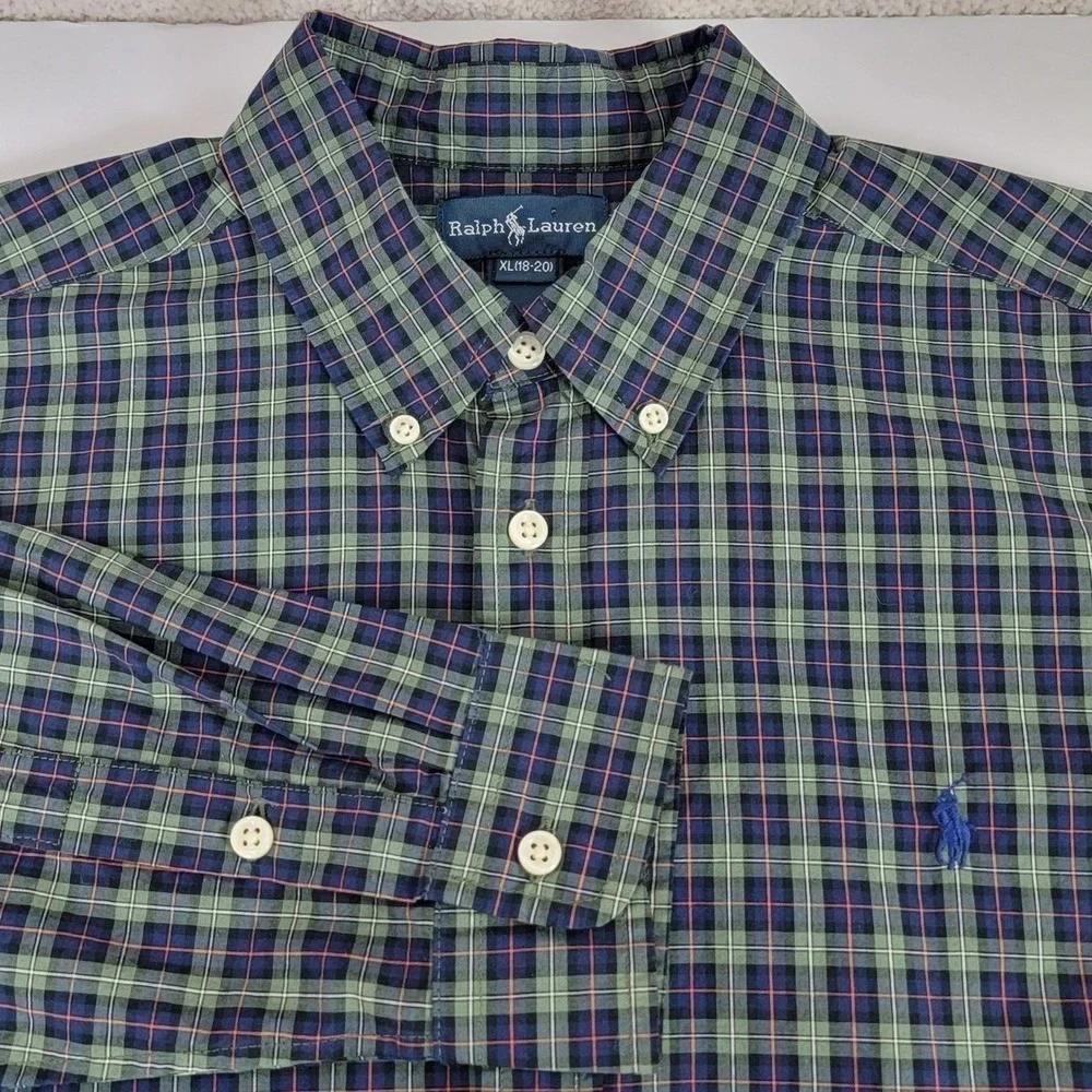 Polo Ralph Lauren Boys Long Sleeve Plaid Button-Down‎ Shirt Size XL (18-20) NEW